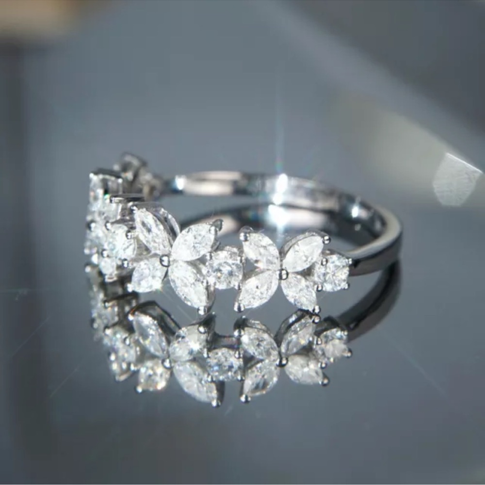 Gorgeous Flower Jewelry Cubic Zirconia 925 Silver Rings Women's Gifts - Picture 3 of 3